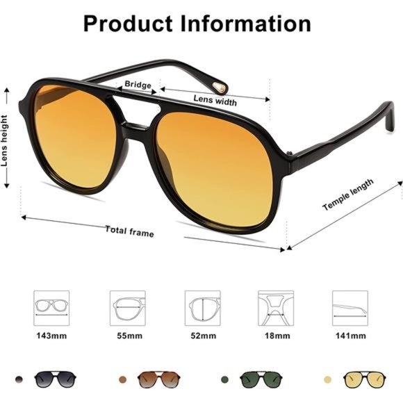 Retro Square Polarized Aviator Sunglasses Womens Mens 70s Vintage Sun Glasses - Picture 3 of 5